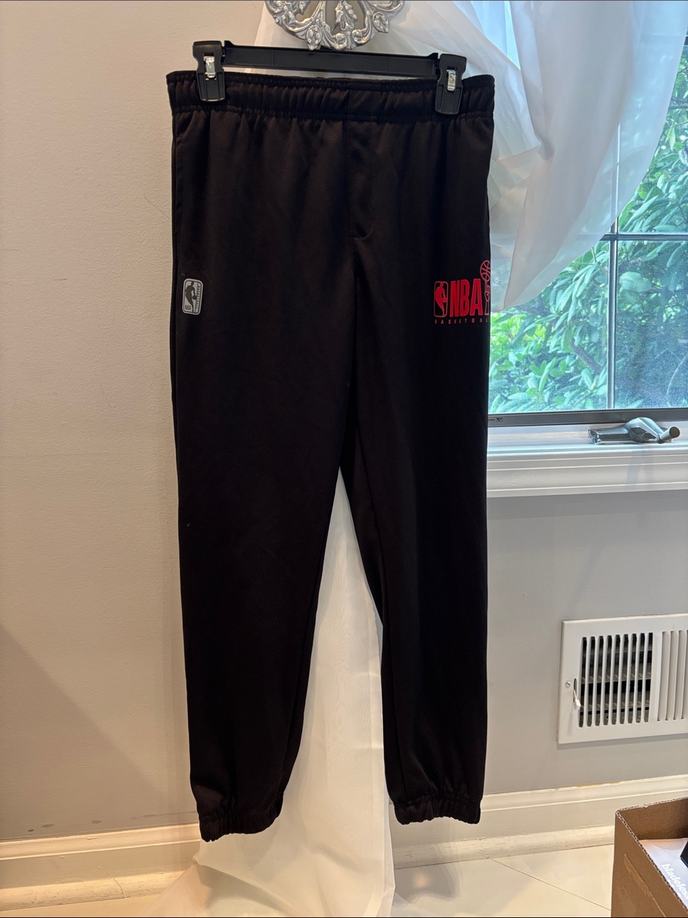 NBA Black Joggers with Red NBA Basketball Logo size 14-16